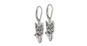 Boston Terrier Earrings Jewelry Sterling Silver Handmade Dog Earrings CH3-E