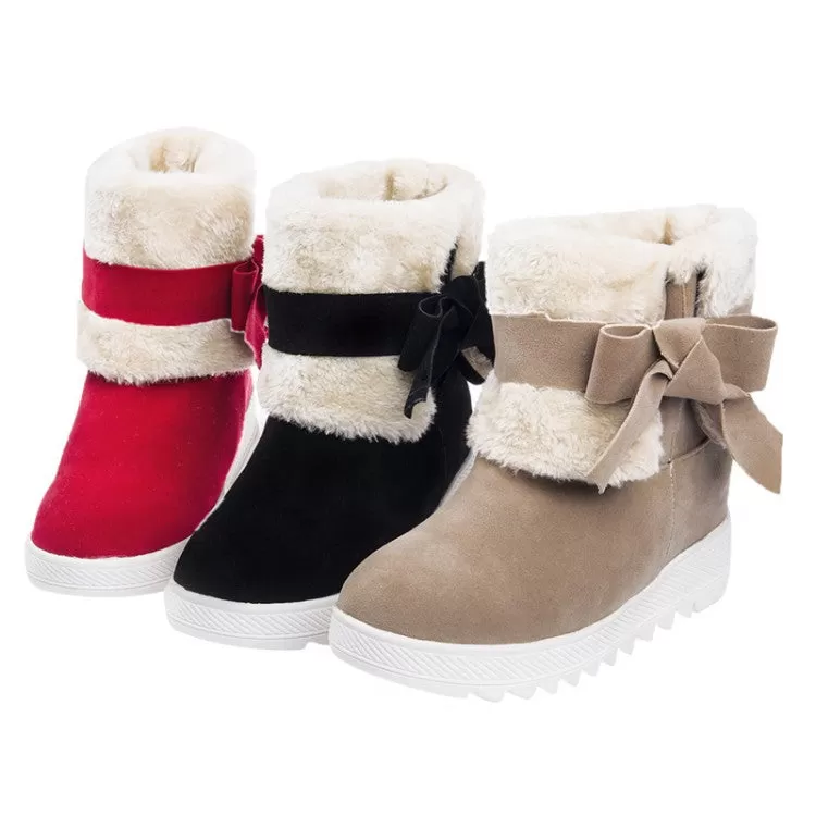 Bow Mid Calf Snow Boots Flats 3109