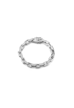 Boxy Pave Chain Bracelet-Silver