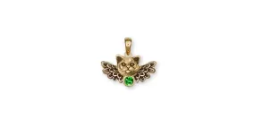 British Shorthair Angel Pendant Jewelry Gold Vermeil Handmade Cat Pendant BRS6-ASPVM