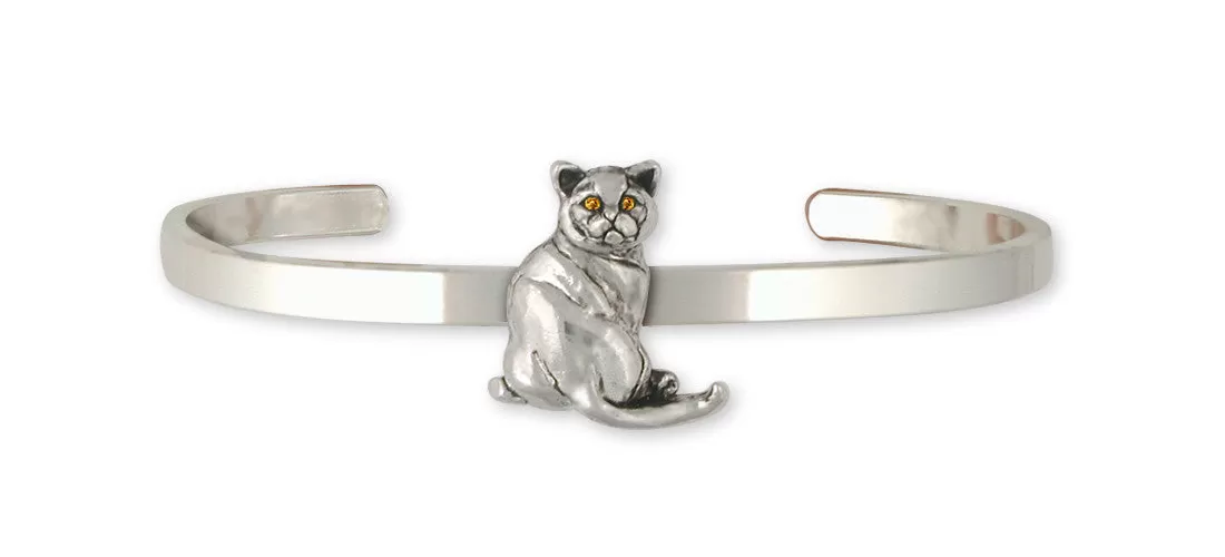 British Shorthair Bracelet Jewelry Sterling Silver Handmade Cat Bracelet BRS4-SCB