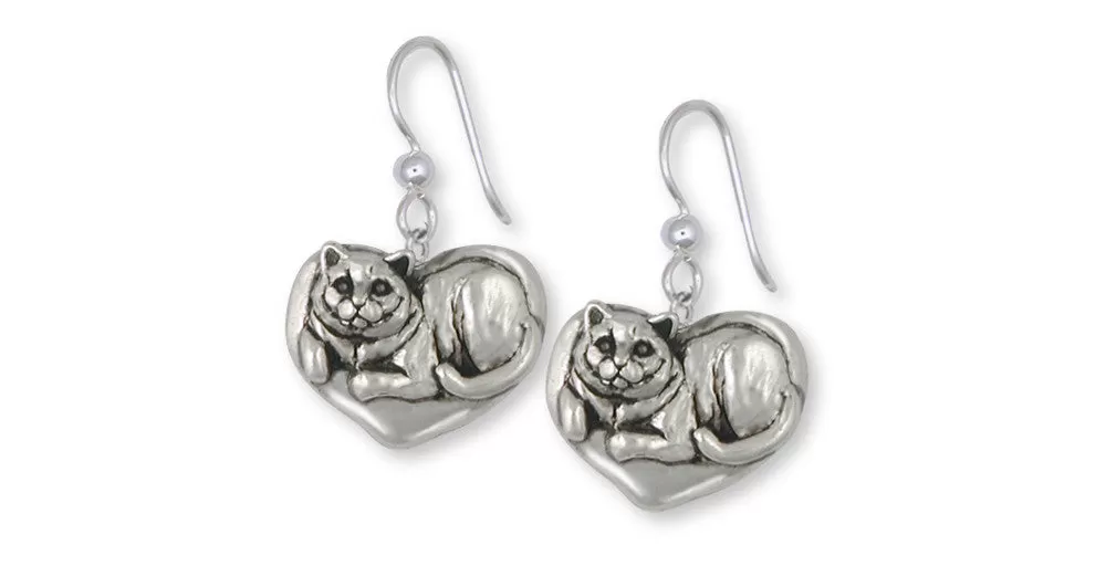 British Shorthair Earrings Jewelry Sterling Silver Handmade Cat Earrings BRS2-E