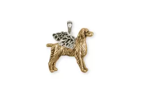 Brittany Dog Pendant 14k Two Tone Gold Vermeil Dog Jewelry BR7-APVM