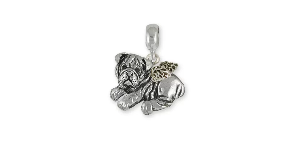 Bulldog Angel Charm Slide Jewelry Sterling Silver Handmade Dog Charm Slide BD41-APNS