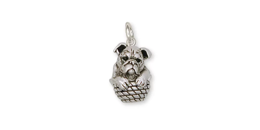 Bulldog Charm Jewelry Sterling Silver Handmade Dog Charm BD6BK-C