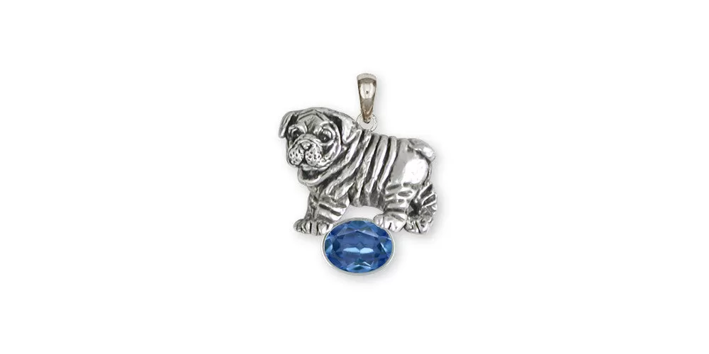 Bulldog Pendant Jewelry Sterling Silver Handmade Dog Pendant BD27-SP