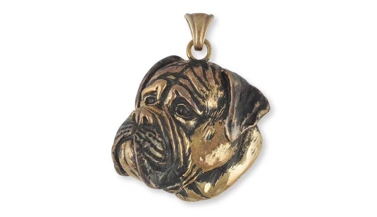 Bullmastiff Pendant Jewelry Yellow Bronze Handmade Dog Pendant BM4-P