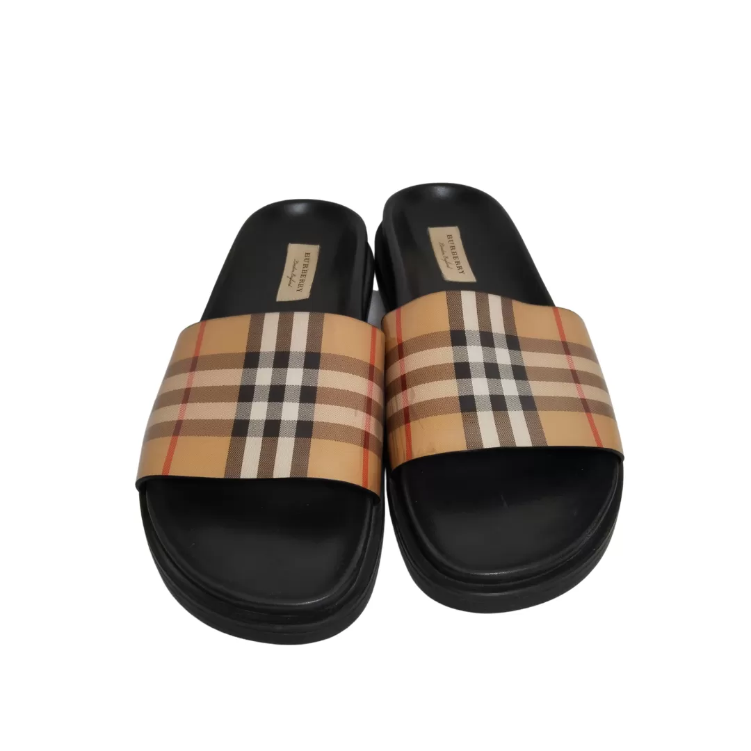 Burberry Signature Check Print Logo Slides | Pre Loved |