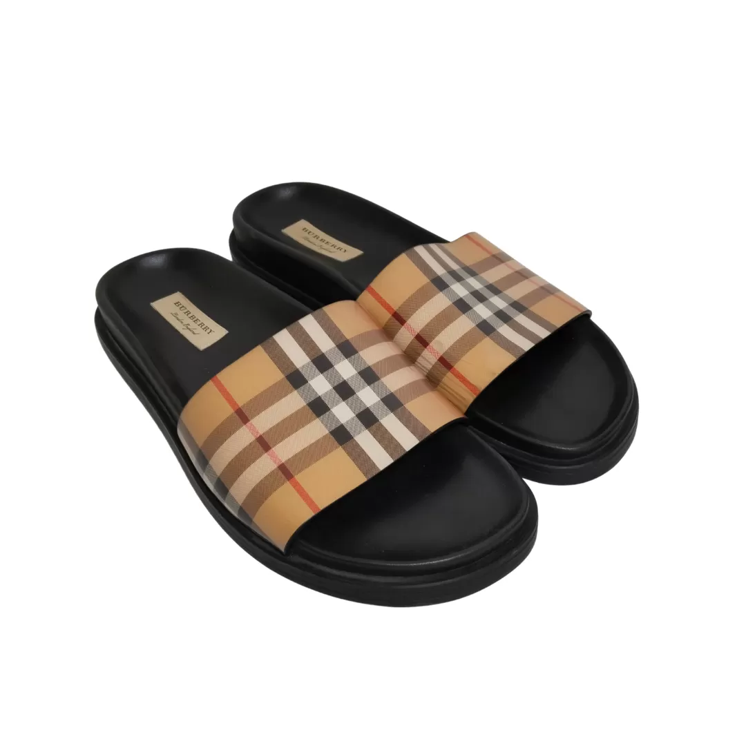 Burberry Signature Check Print Logo Slides | Pre Loved |