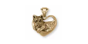 Cairn Terrier Pendant Jewelry 14k Gold Handmade Dog Pendant CR9-PG