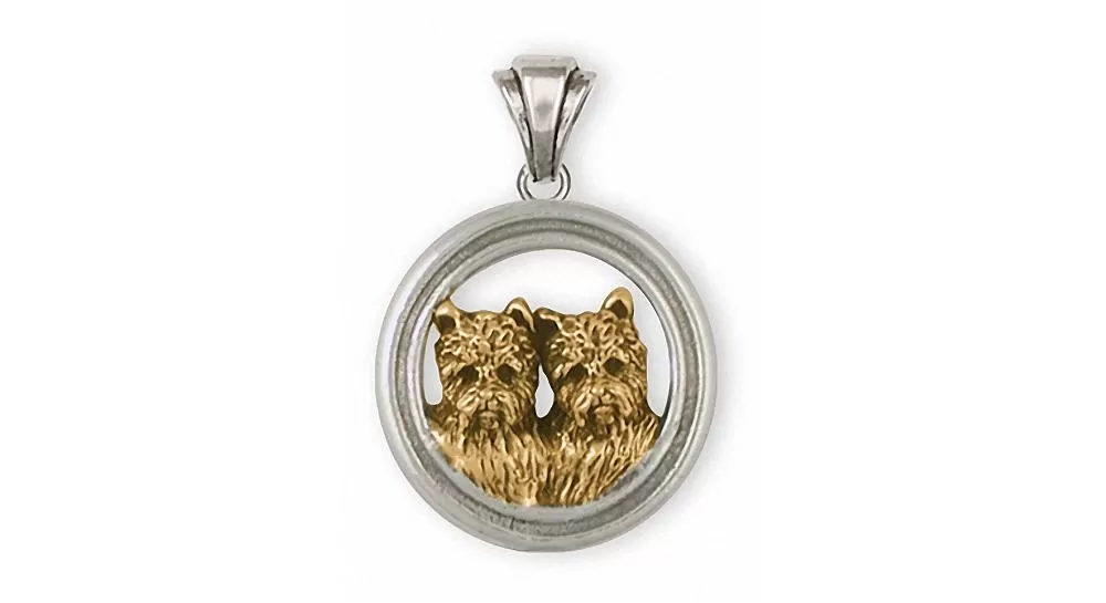 Cairn Terrier Pendant Jewelry Silver And Gold Handmade Dog Pendant CNWN2-TNP