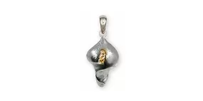 Calla Lily Jewelry Silver And Gold Calla Lily Pendant Handmade Flower Jewelry CAL1-TNP