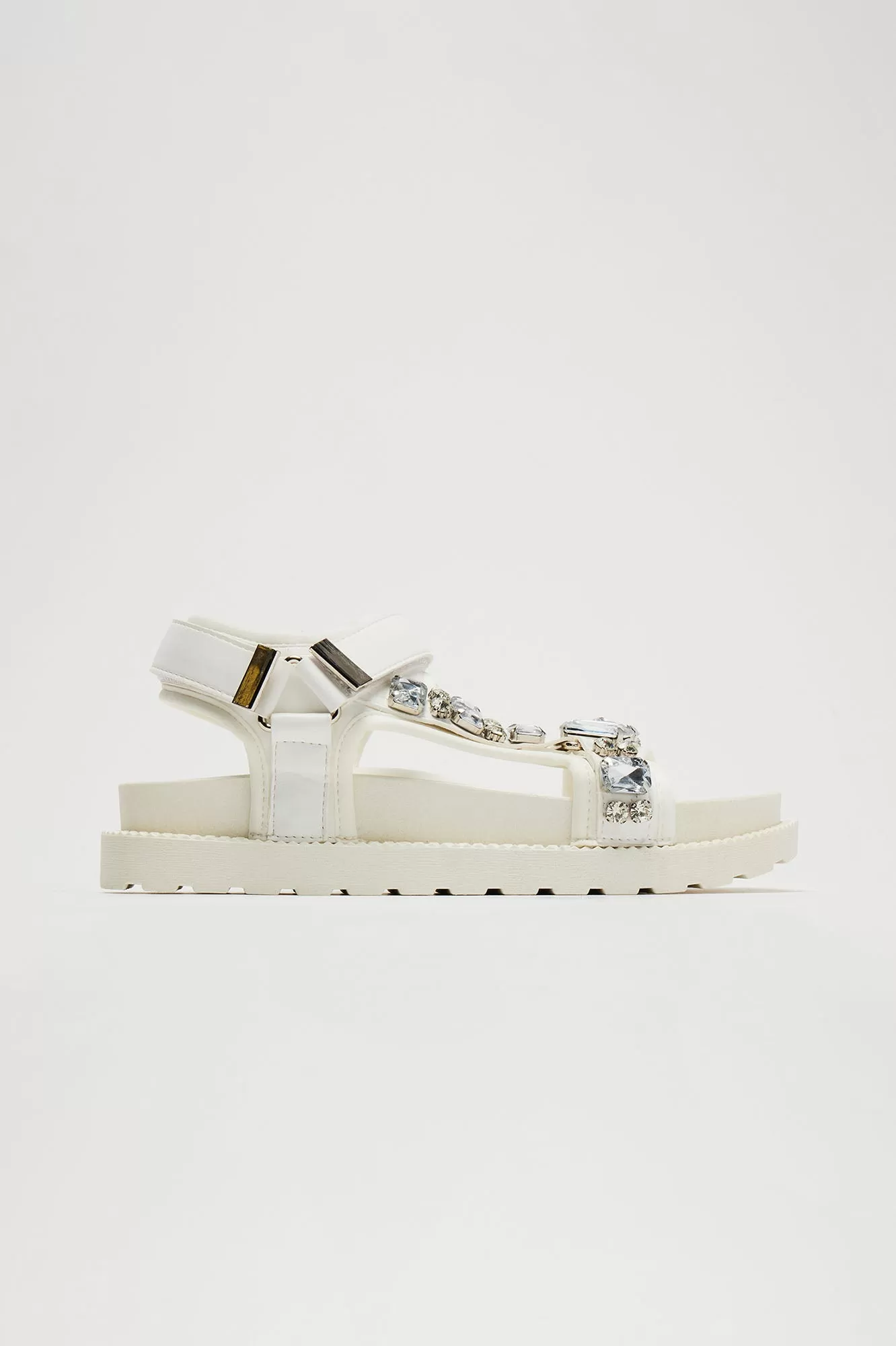 Camella Embellished Flat Sandals - White