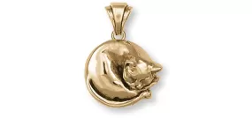 Cat Jewelry 14k Gold Vermeil Handmade Cat Pendant  CT52-PVM