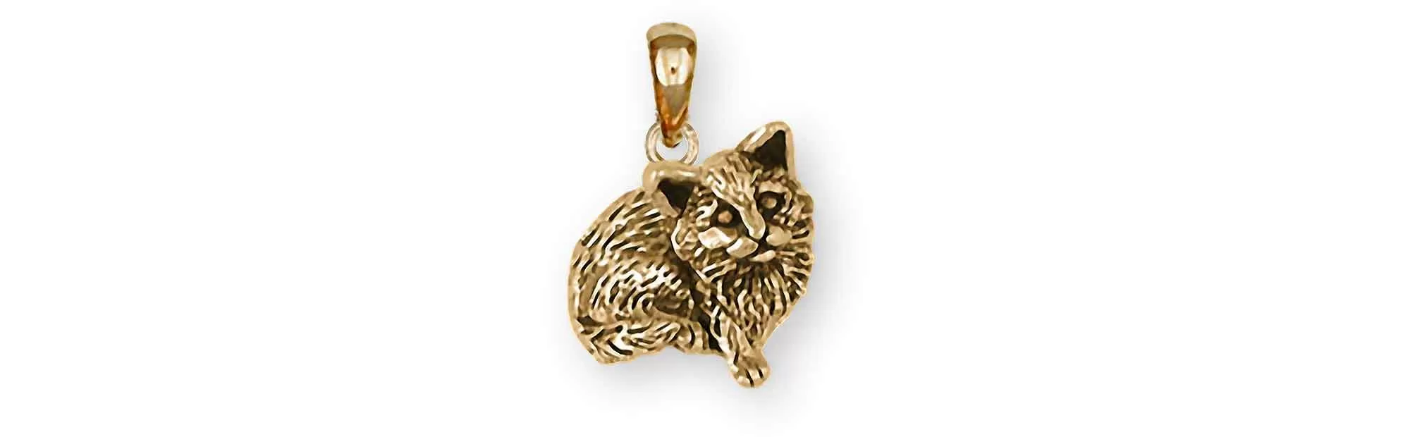 Cat Jewelry 14k Gold Vermeil Handmade Cat Pendant  MN4-PGVM