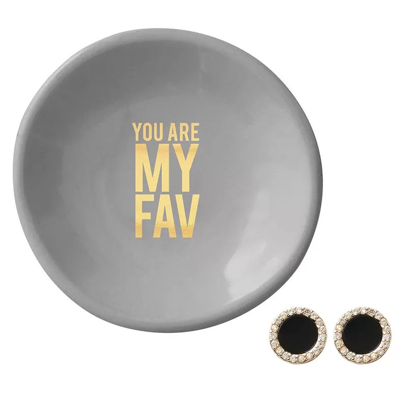 Ceramic Ring Dish & Earrings - You are My Fav