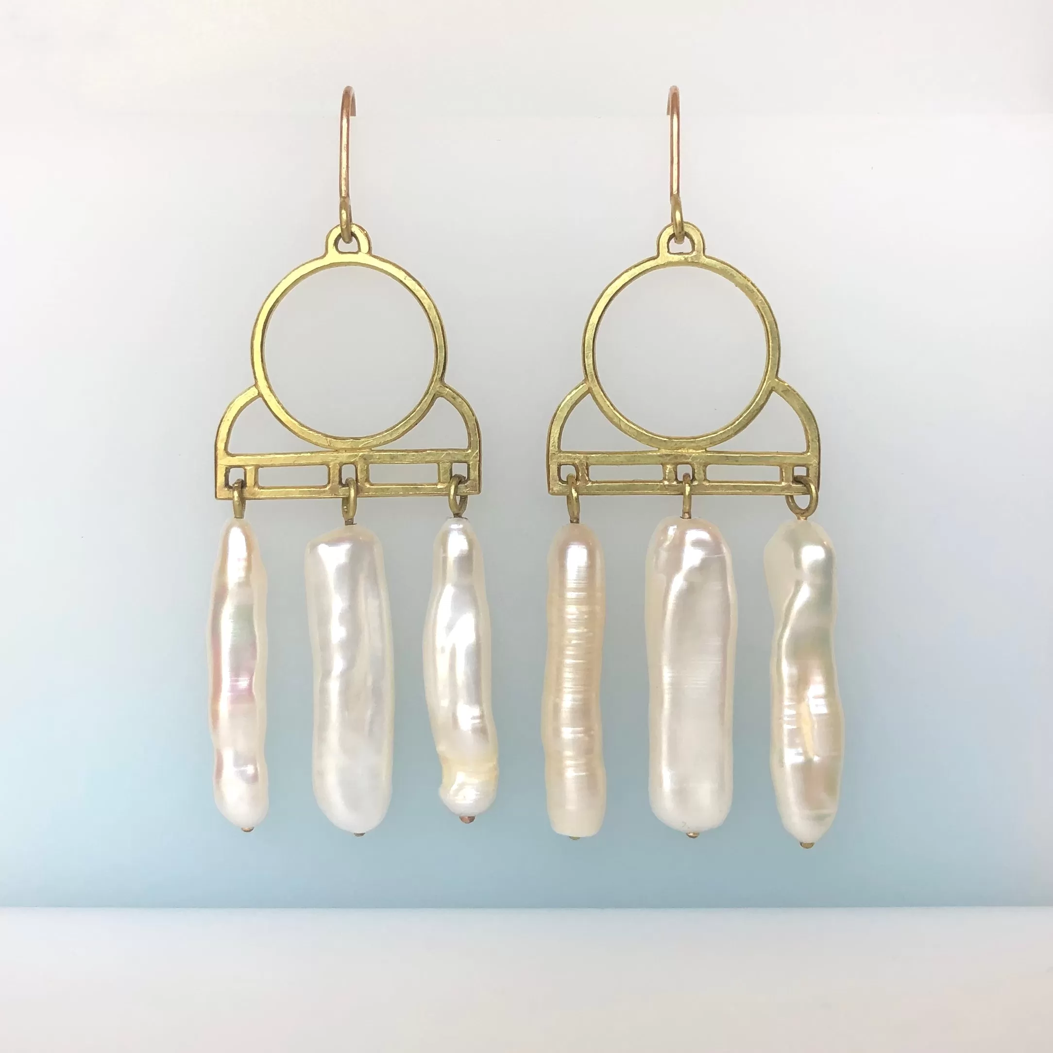 Chandelier long baroque pearl earrings