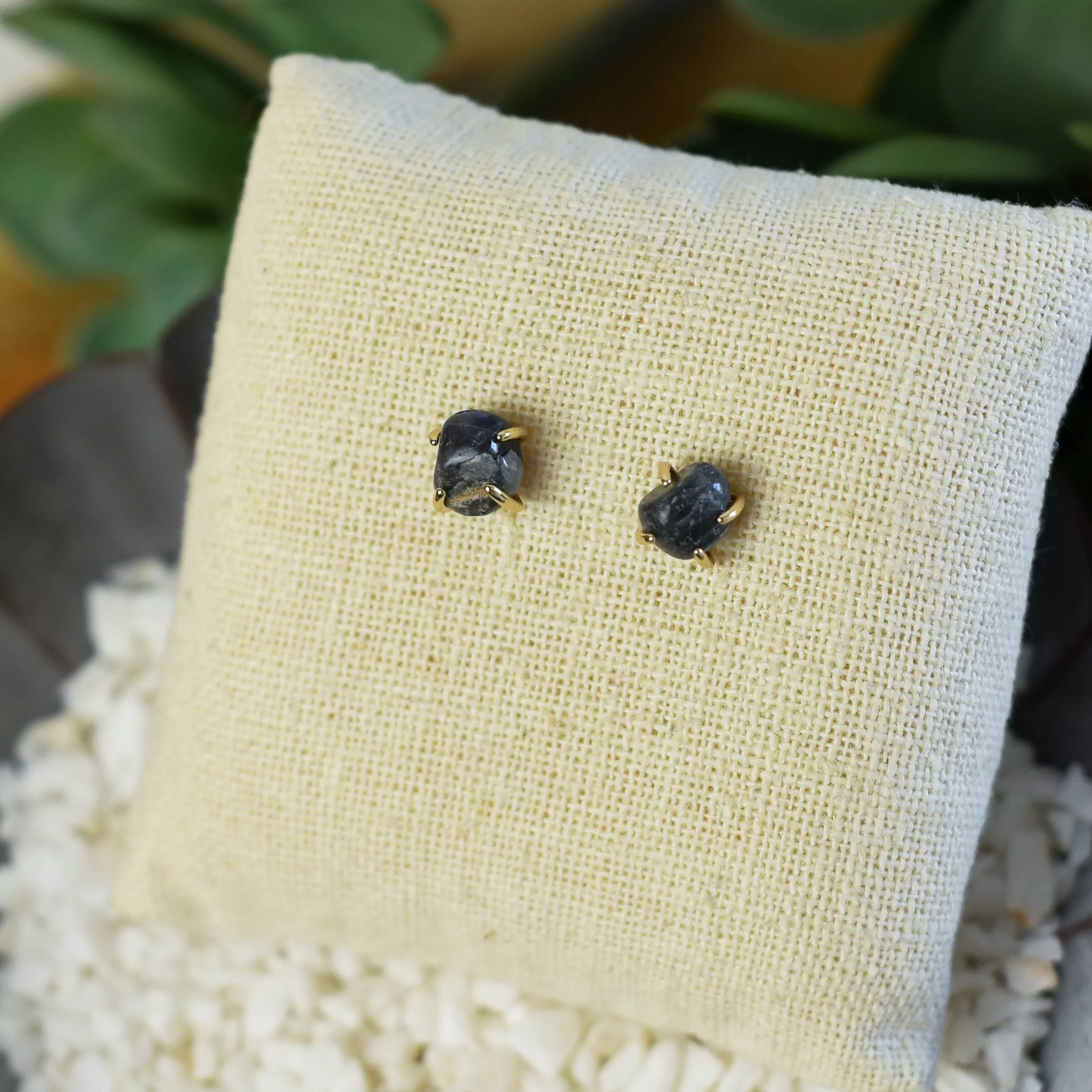 Chelsea Polished Natural Stone Stud Earrings