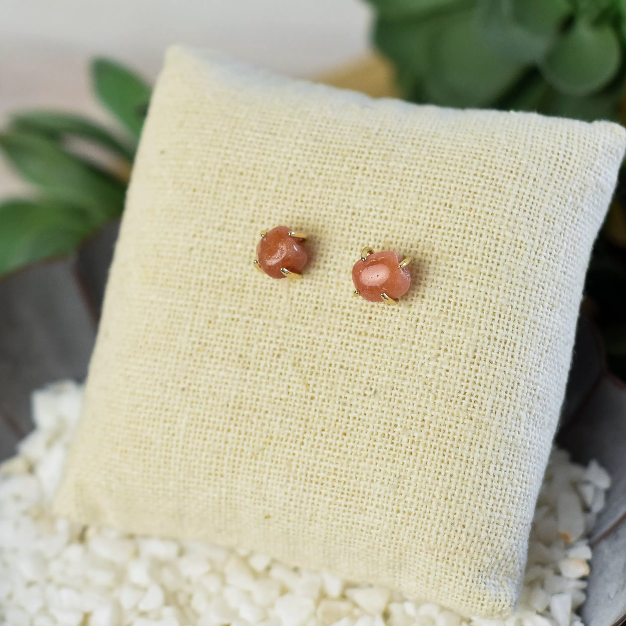 Chelsea Polished Natural Stone Stud Earrings