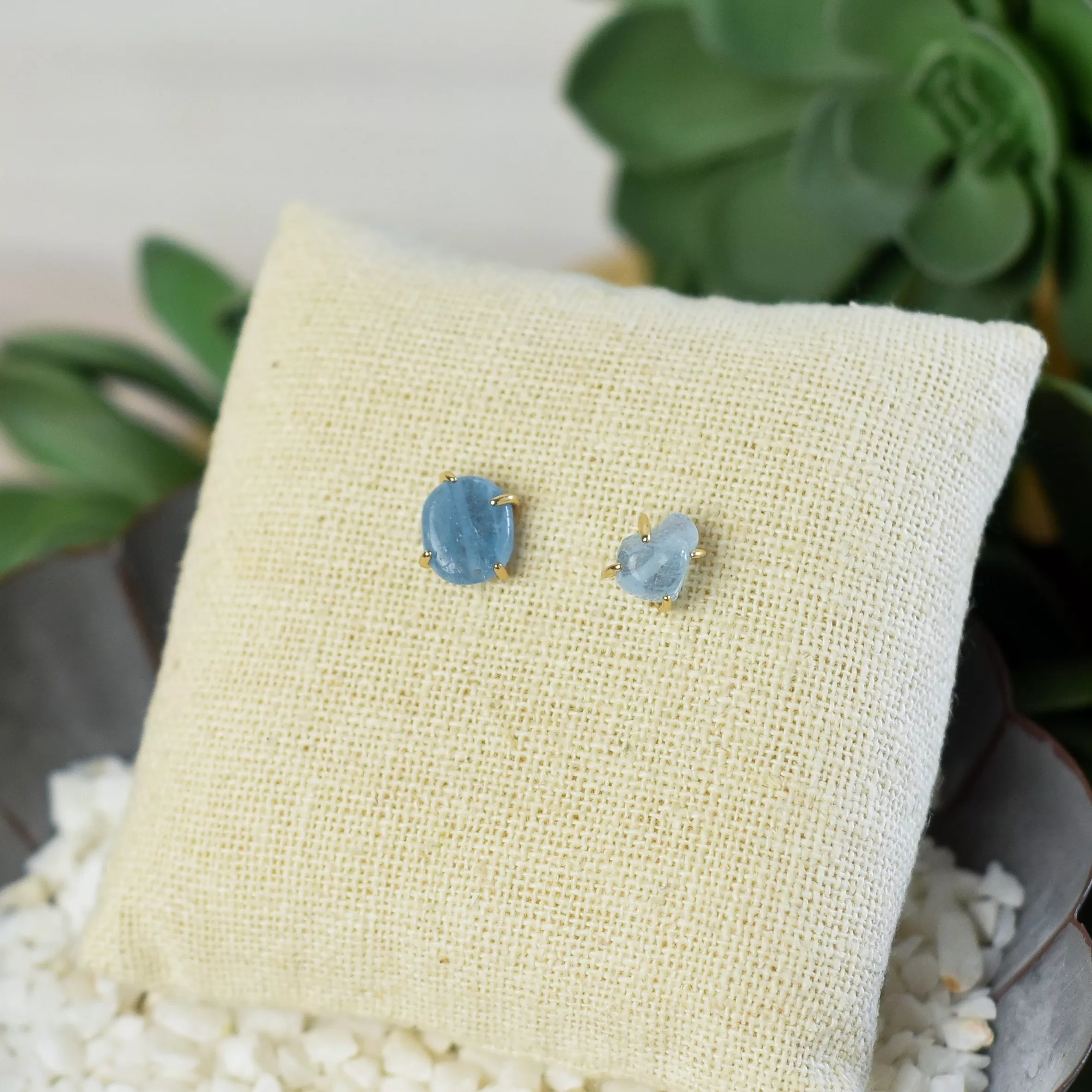 Chelsea Polished Natural Stone Stud Earrings