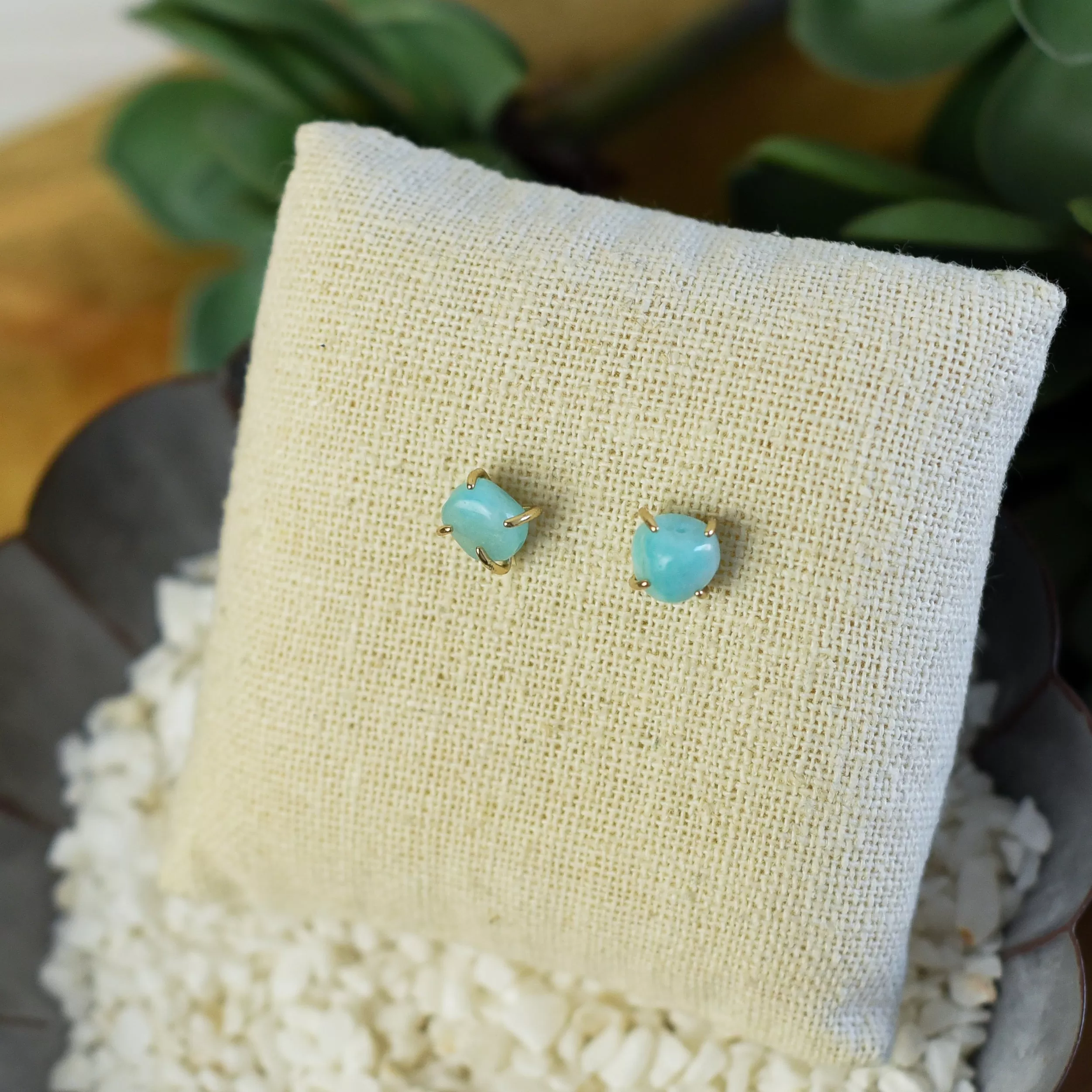 Chelsea Polished Natural Stone Stud Earrings