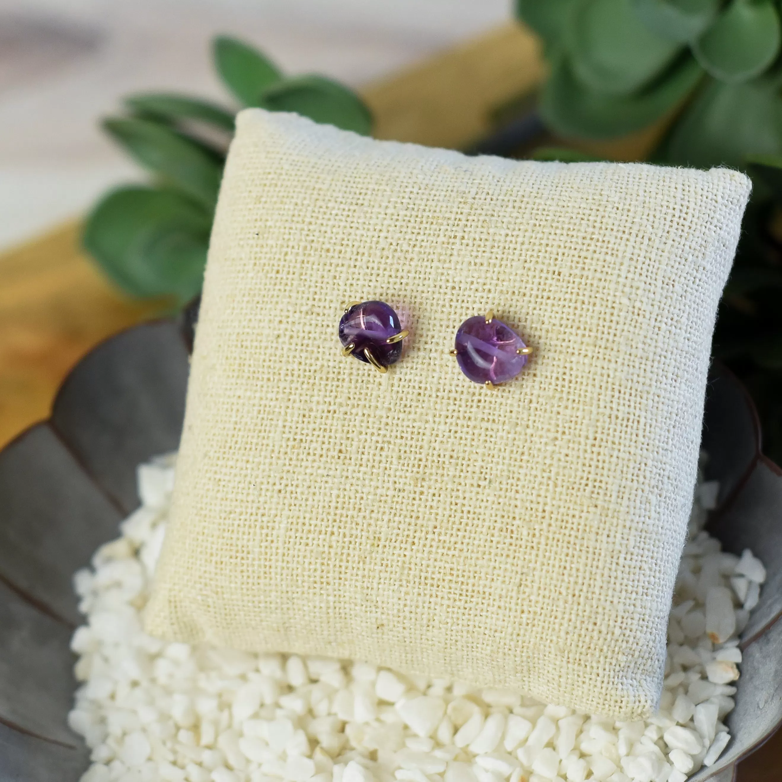 Chelsea Polished Natural Stone Stud Earrings