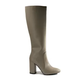 'Claudia' vegan-leather knee-high, high-heeled boot by Zette Shoes - taupe