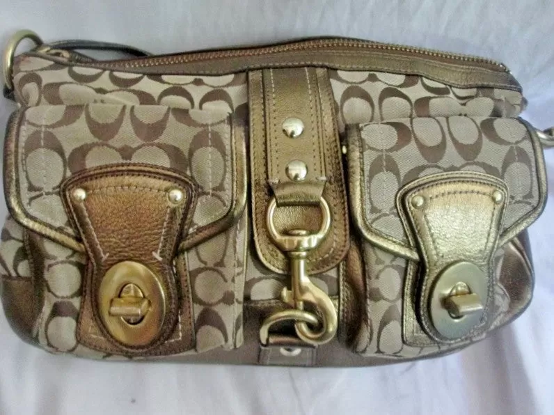 COACH MANDY LEGACY Limited Edition Leather Handbag Satchel Purse GOLD JACQUARD