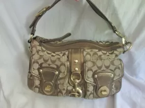 COACH MANDY LEGACY Limited Edition Leather Handbag Satchel Purse GOLD JACQUARD