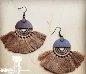 Coffee Fan Tasssel Earrings