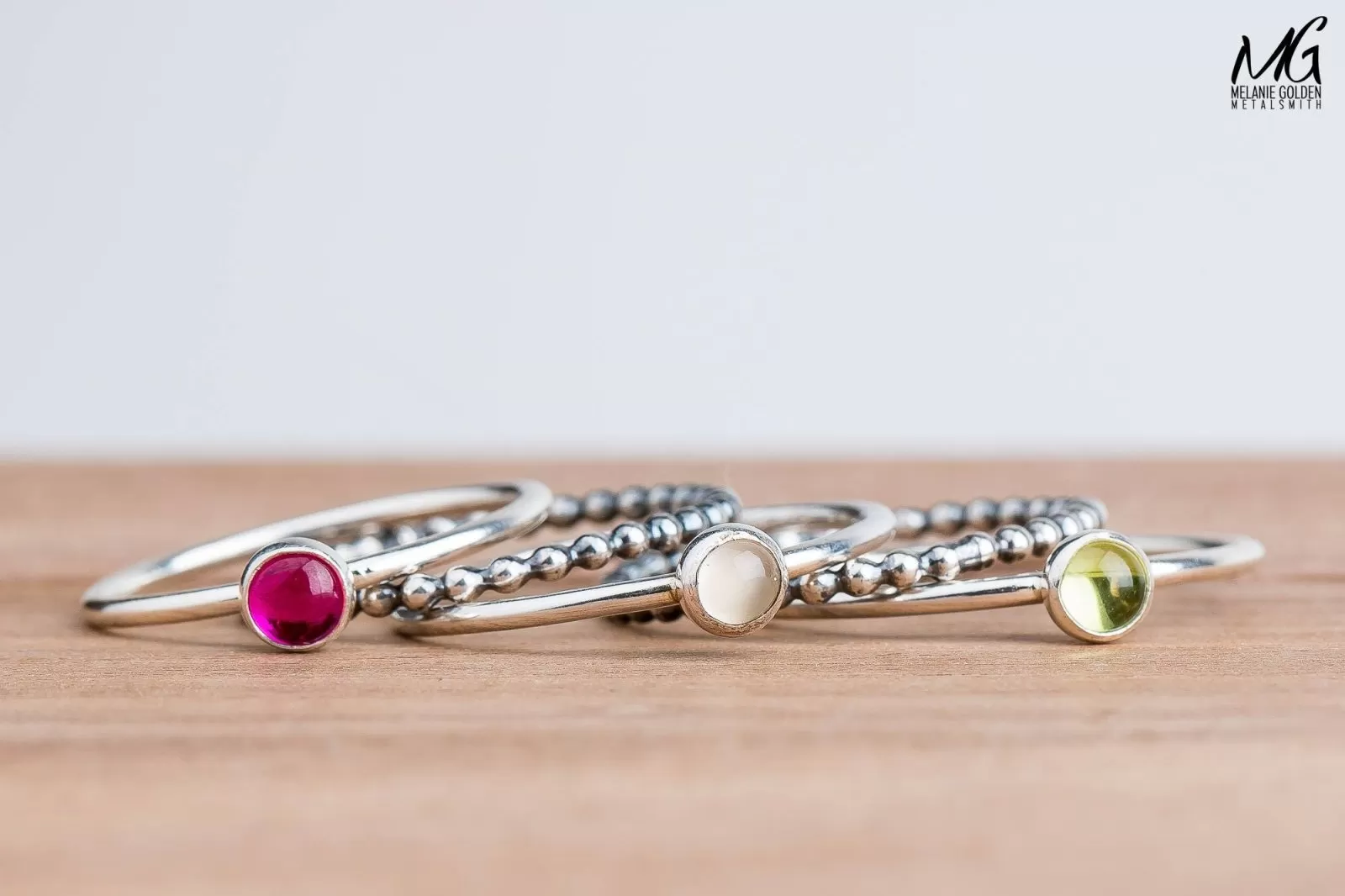 Colorful Stacking Gemstone Rings Set Of 5