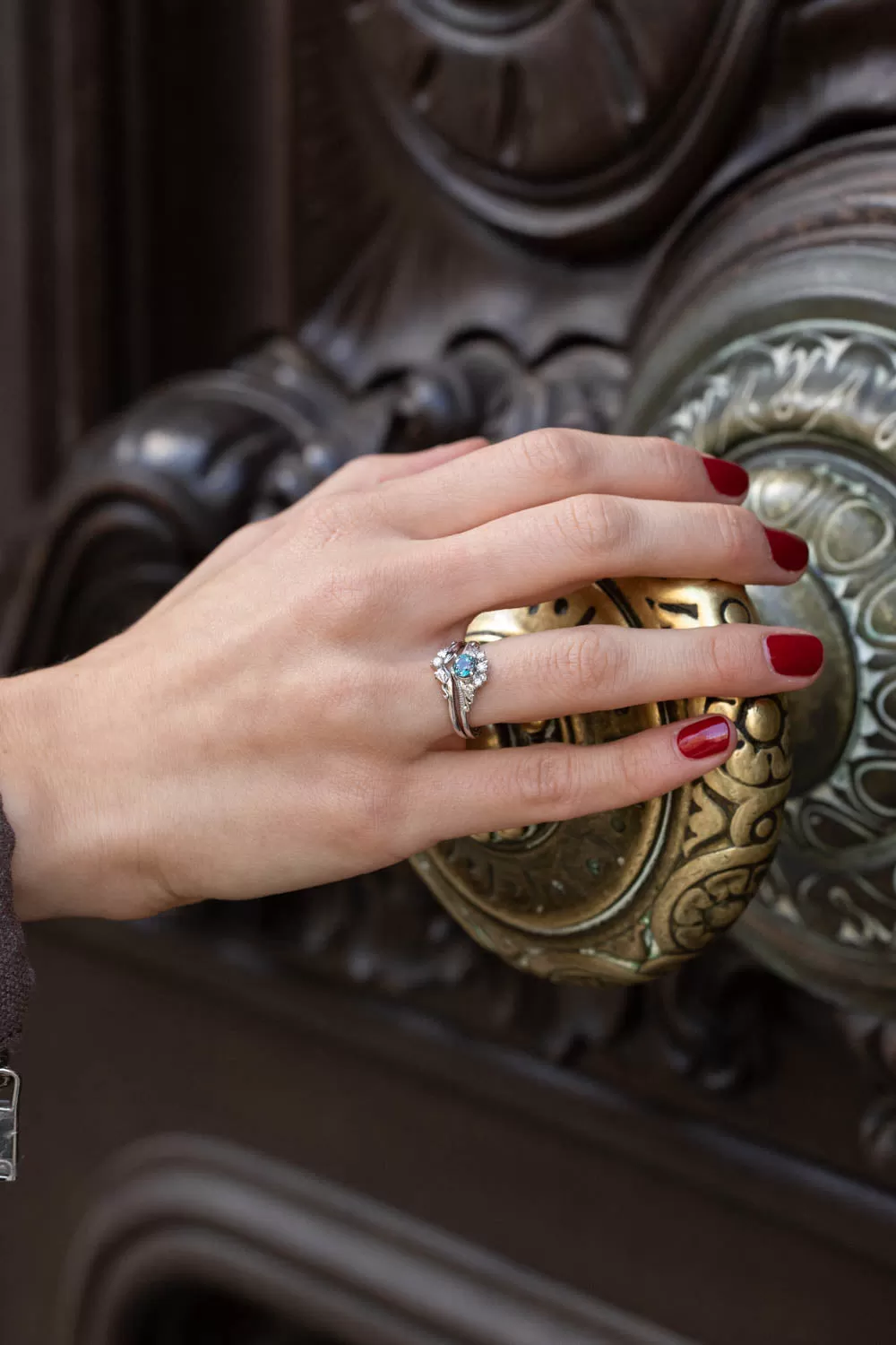 Colour changing alexandrite engagement ring set, fantasy white gold bridal ring set with diamonds  / Ariadne