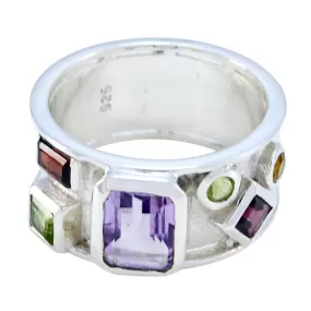 Cunning Gemstone Multi Stone Silver Ring Bridesmaids Jewelry Sets