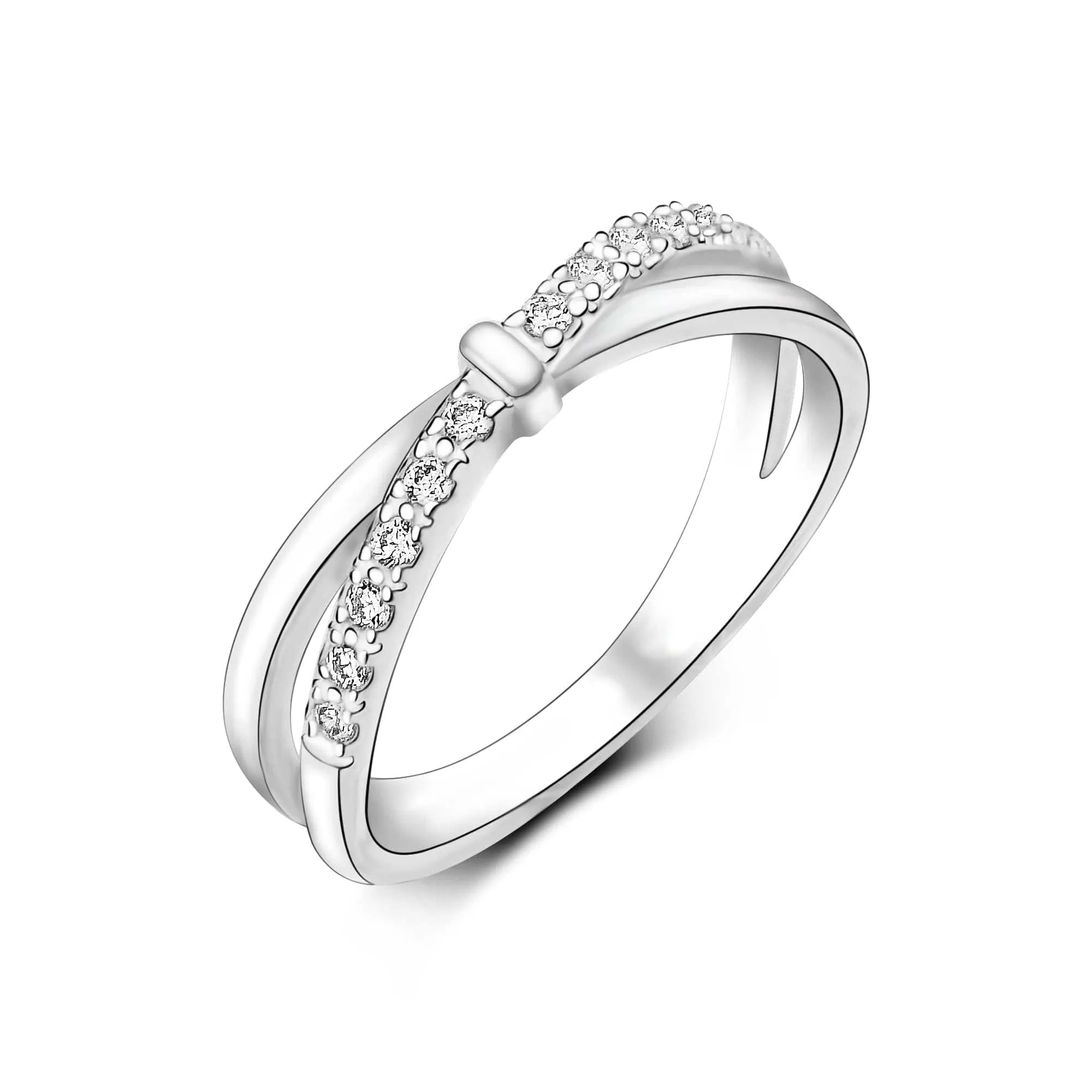 CZ Enchanted Bow Silver Promise Rings for Her