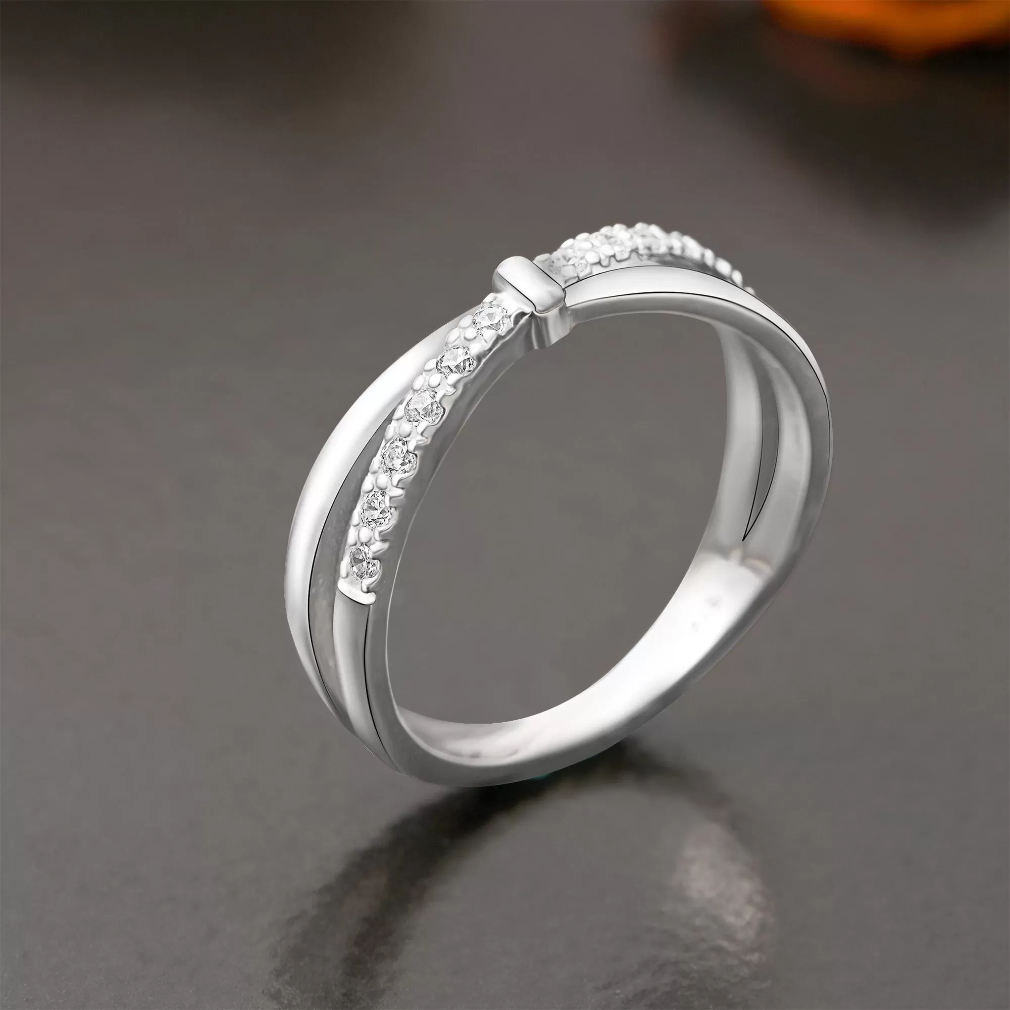 CZ Enchanted Bow Silver Promise Rings for Her