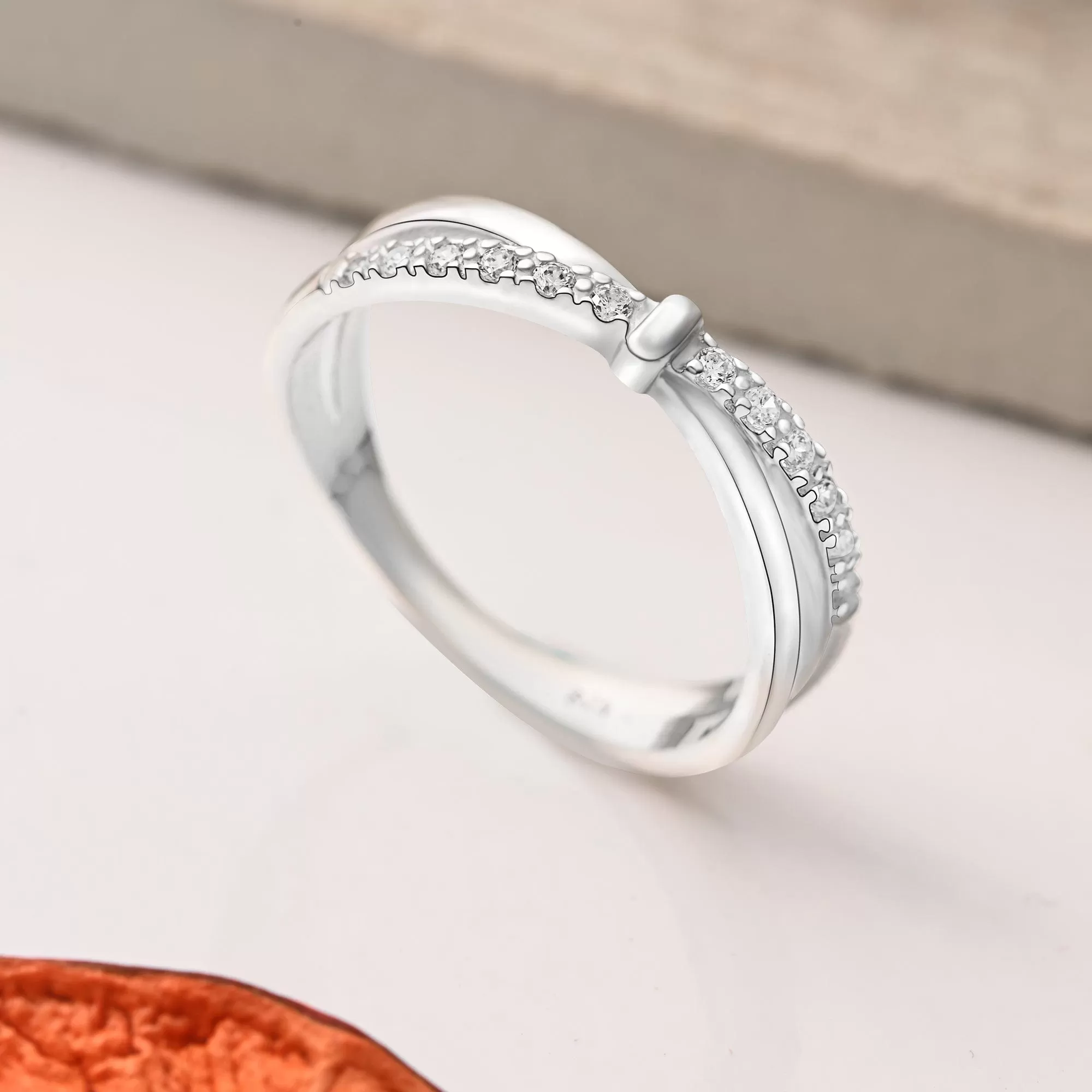 CZ Enchanted Bow Silver Promise Rings for Her