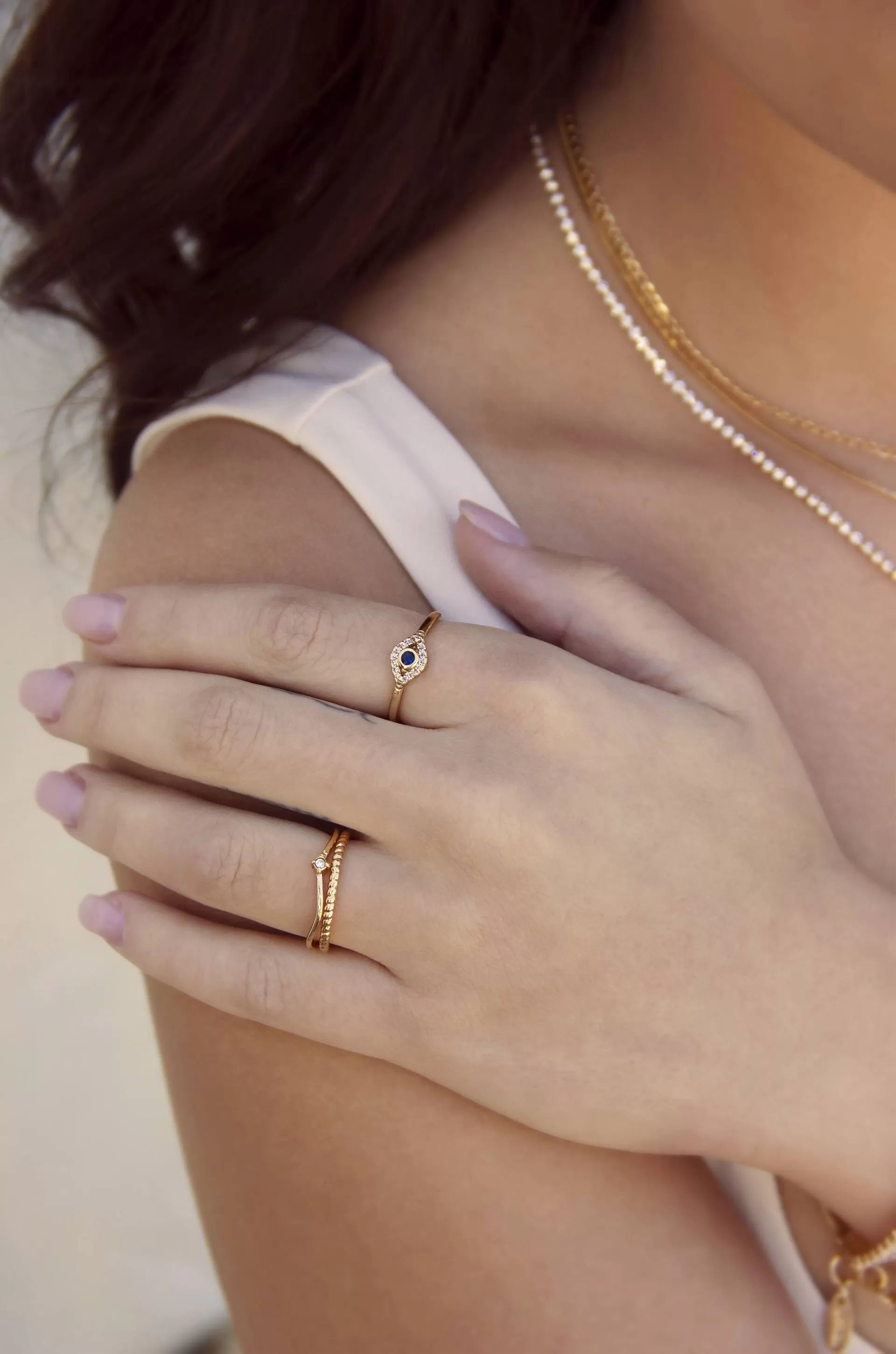 Dainty Crystal Trio Ring Set