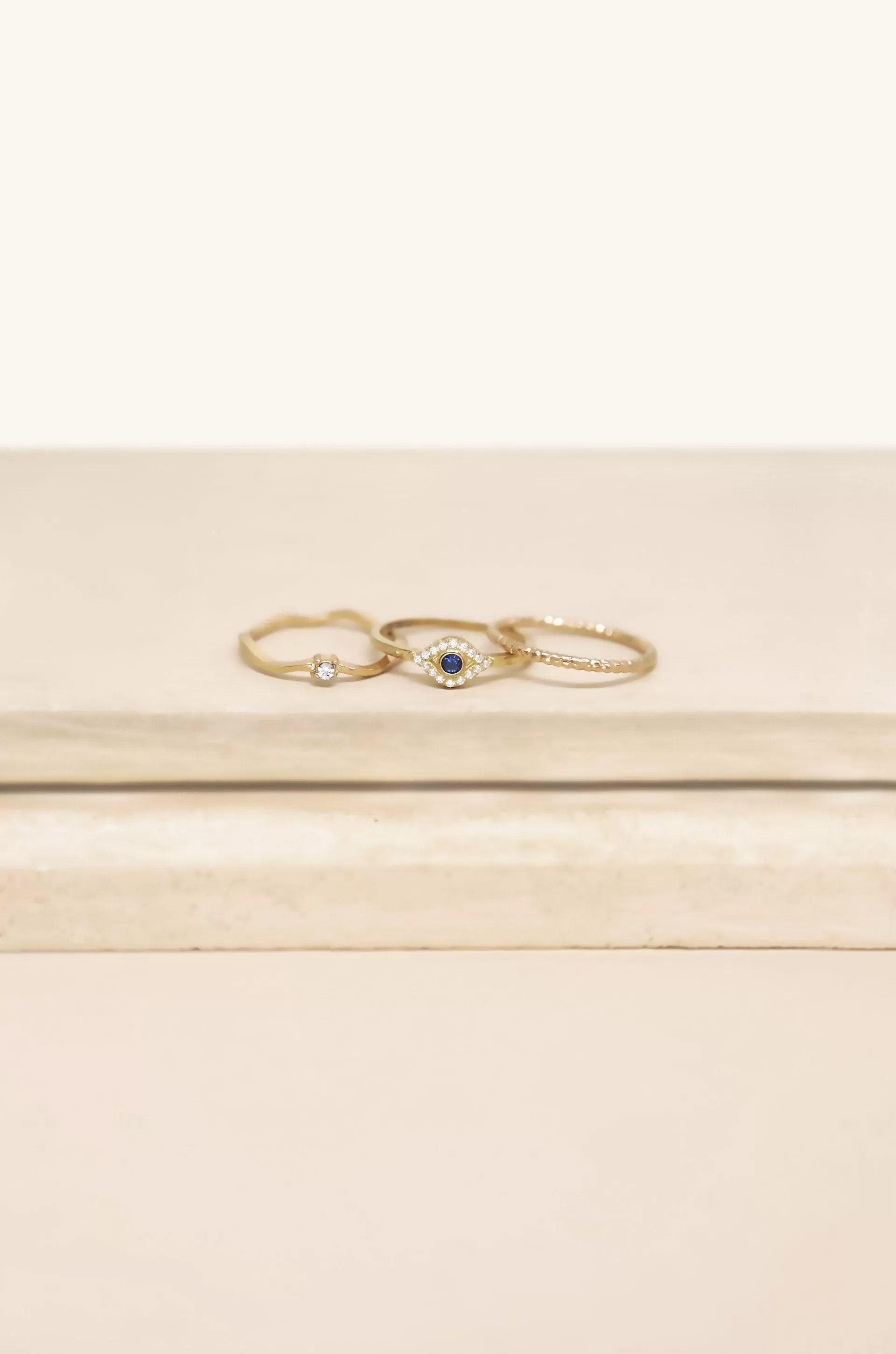 Dainty Crystal Trio Ring Set