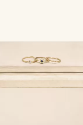 Dainty Crystal Trio Ring Set