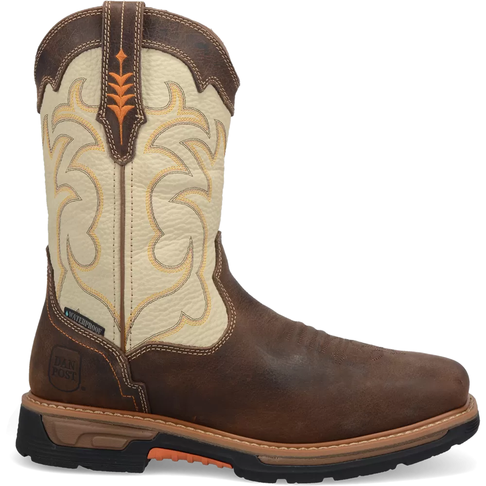 'Dan Post' Men's 11" Storm Tide EH WP Western Square Toe - Bone / Brown