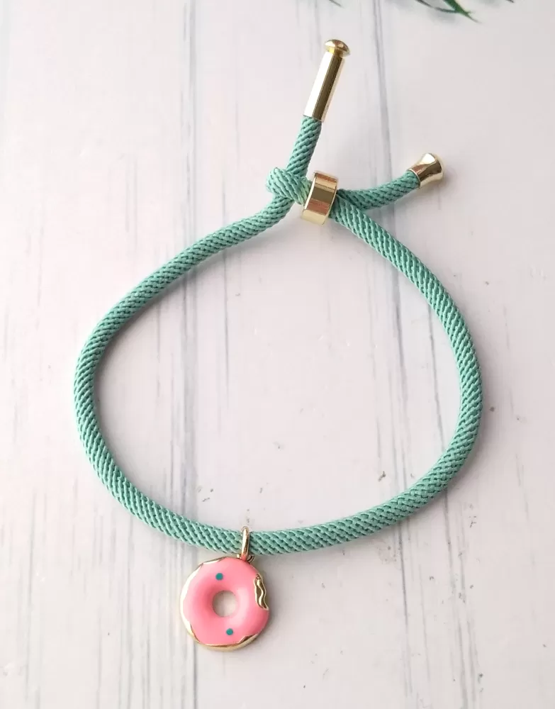 Dani Pink Donut Corded Slider Bracelet