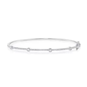 Diamond Station Bangle in White Gold