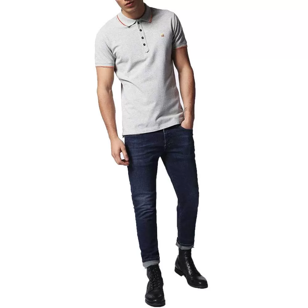 Diesel T-Skin Pique Tipped Polo Shirt - Grey