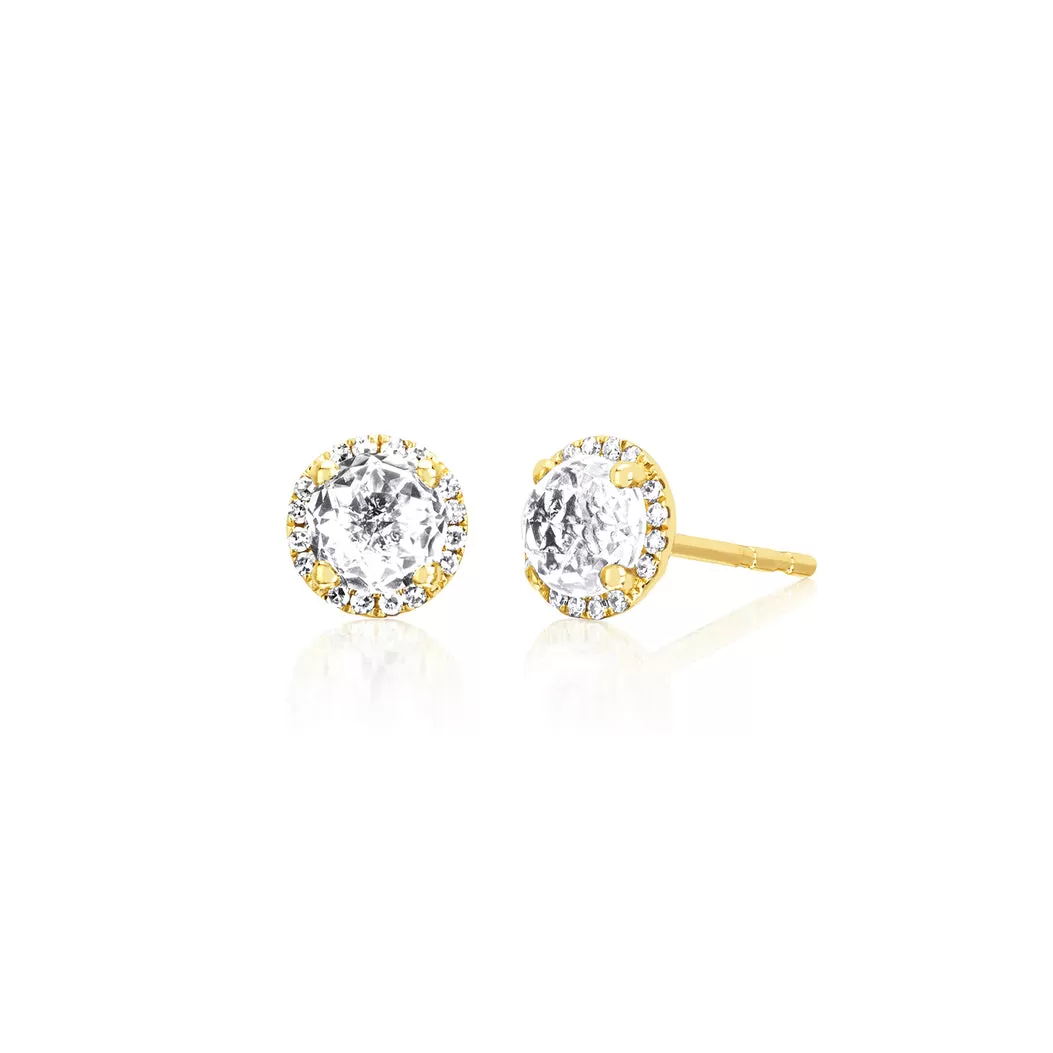 EF Collection 14K Gold White Quartz Earrings