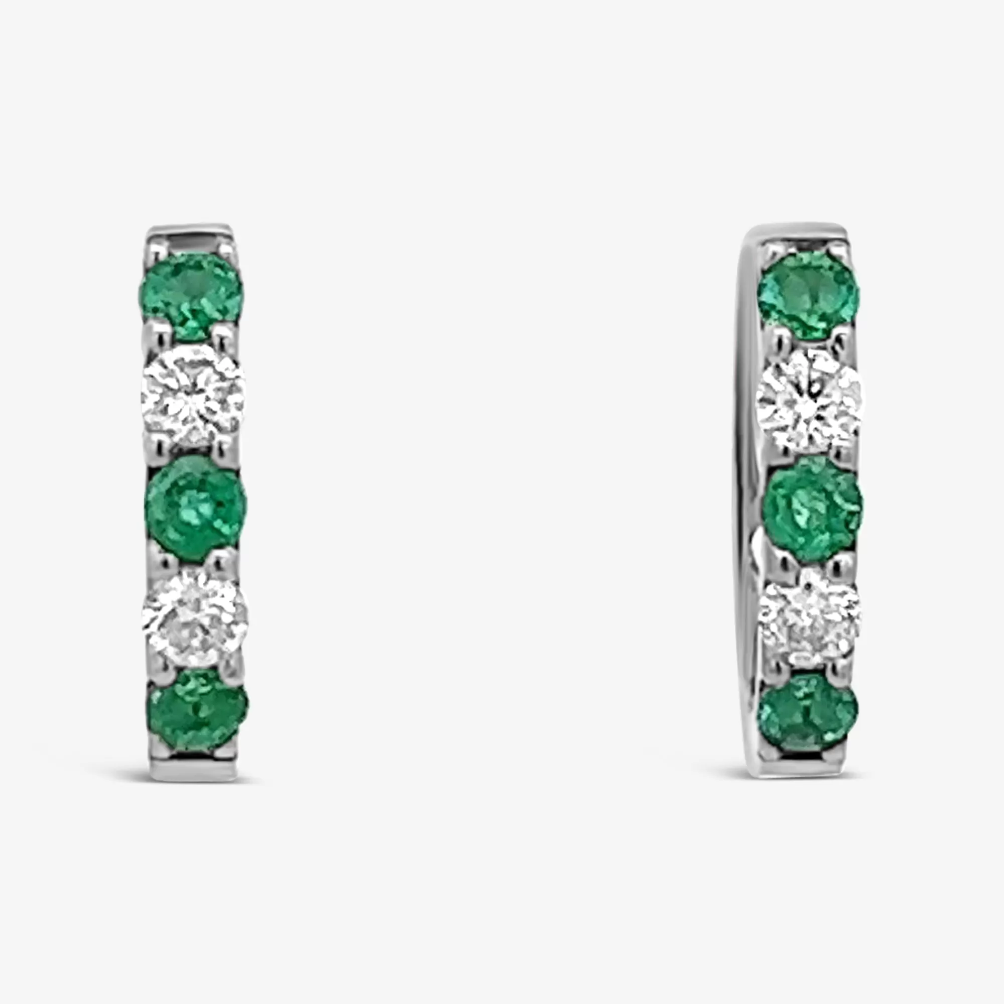 Emerald and Diamond U Hoop Earrings