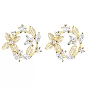 European Creative Pavé Crystal Wreath Stud Earrings - 925 Sterling Silver