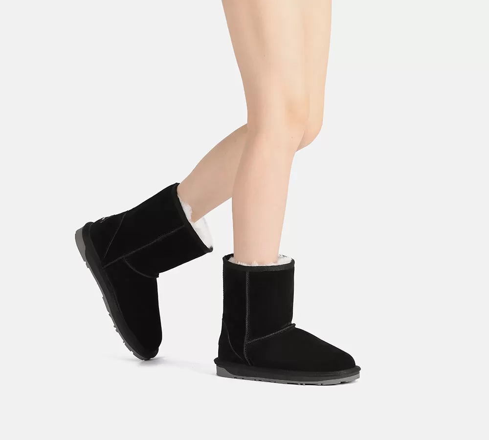 EVERAU UGG Sheepskin Wool Mid Calf Boots Short Classic Suede