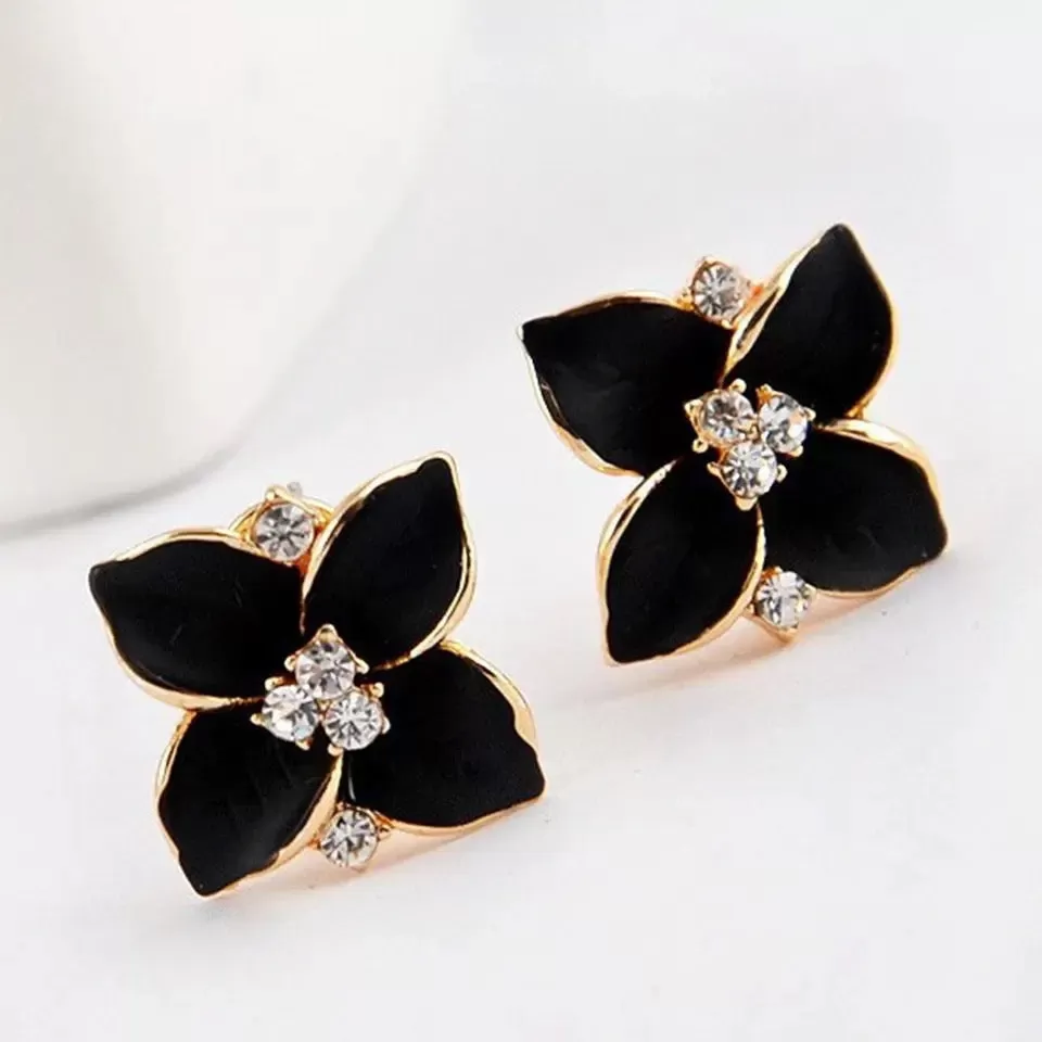 Fashion Women Flower Shape Enamel Clip on Earrings-X1325260