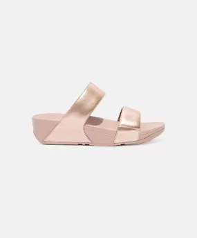 FitFlop Lulu Leather Rose Gold Slides