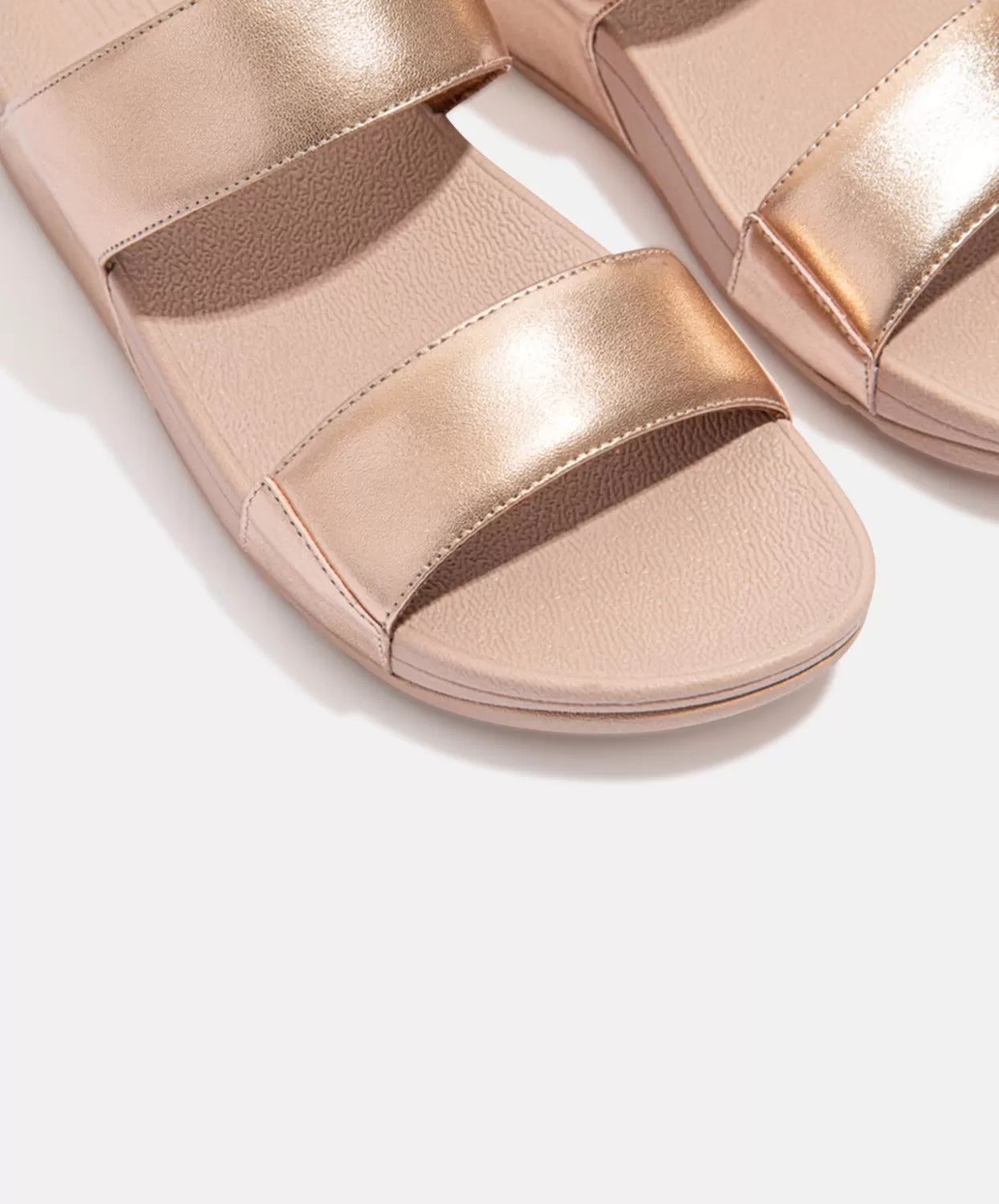 FitFlop Lulu Leather Rose Gold Slides